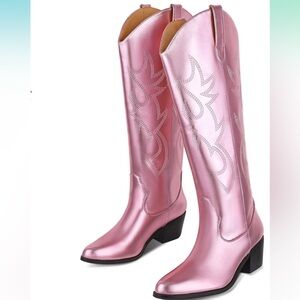 Barbie Pink embroidered western boots